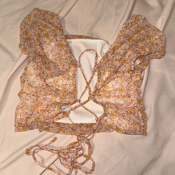 Floral Blouse Crop top *sale* (read description) - Picture 2 of 3